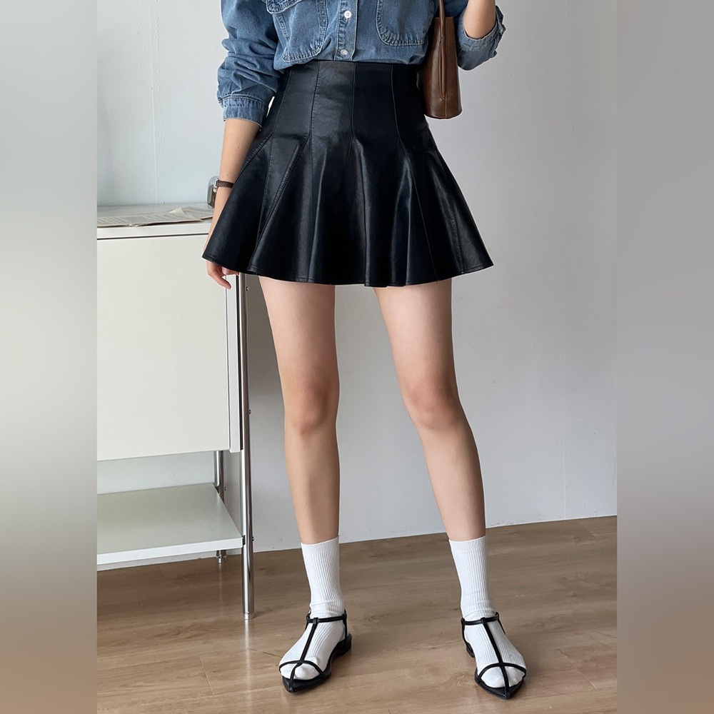 Leather skirt pants